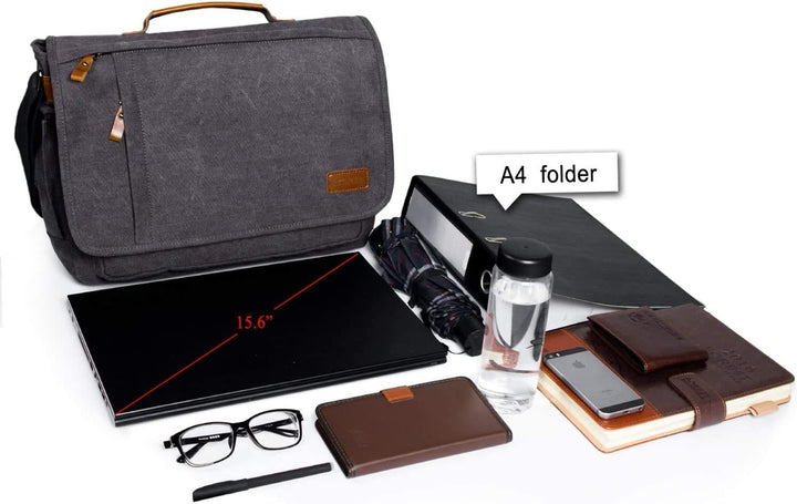 Estarer Umhängetasche 15,6 Zoll Laptoptasche aus Canvas für Schule/Reisen/Business 15-15.6 Zoll (Sch