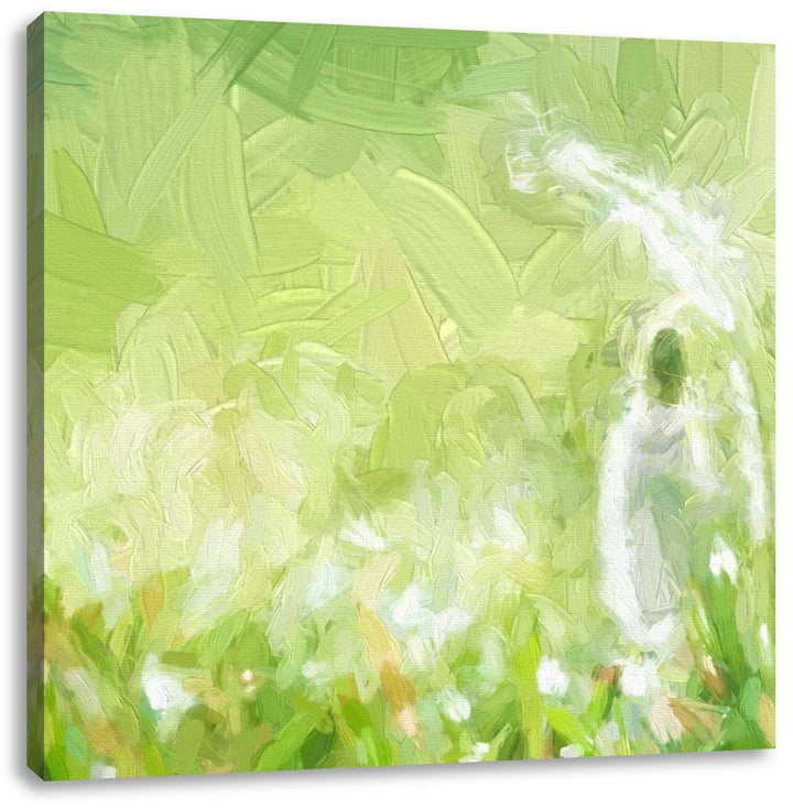 Pixxprint Schneeglöckchen mit Regentropfen als Leinwandbild/Grösse: 70x70 cm/Wandbild/Kunstdruck/fer