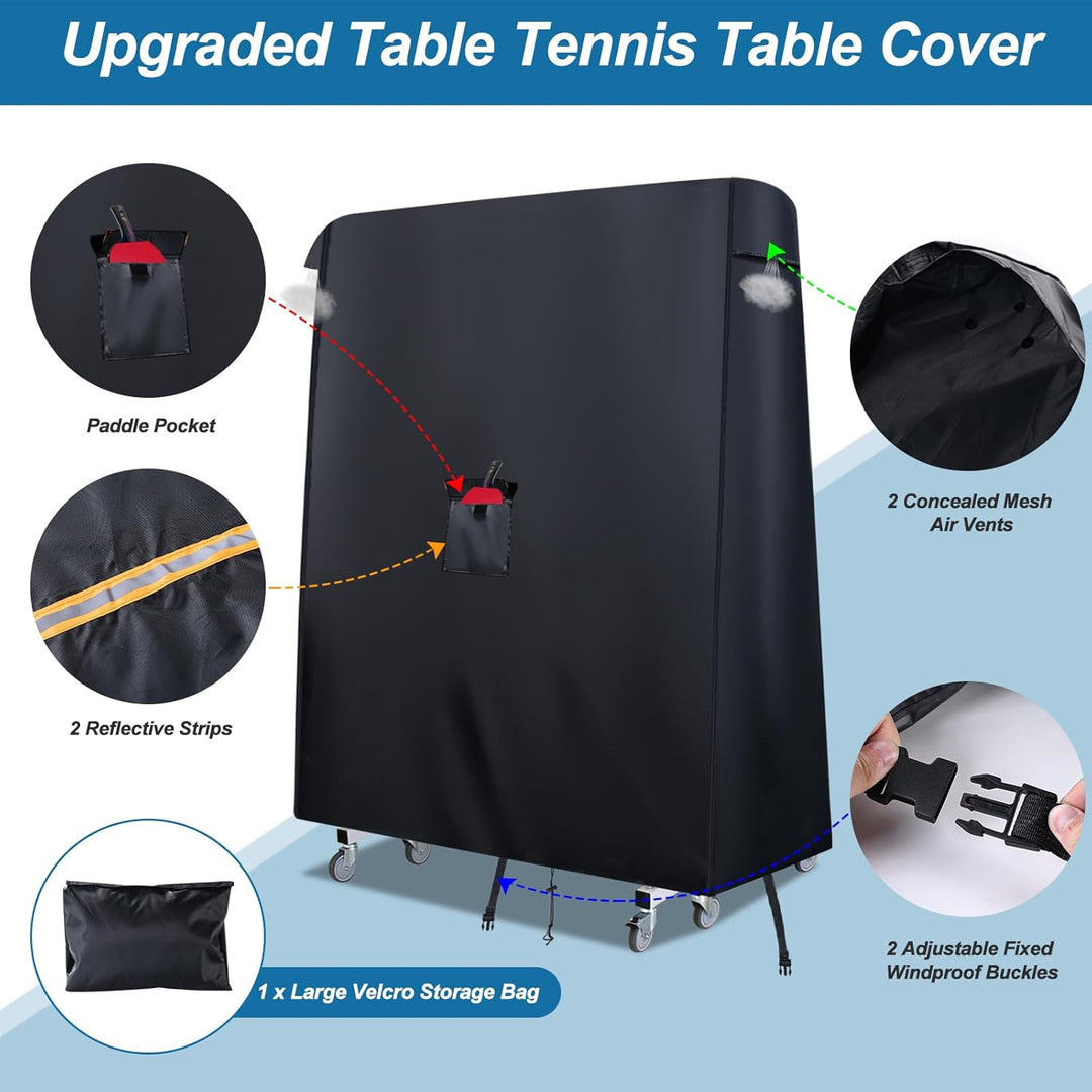 Tischtennisplatte Abdeckung Wasserdicht，420D Oxford Abdeckung für Tischtennisplatte，UV-beständig Uni