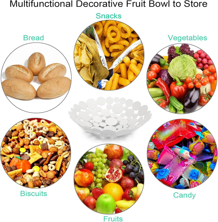 Rund Weiss Obstschale aus Eisen Modern Obstkorb Brotkorb Dekoschale Aufbewahrung für Brot Obst Gemüs