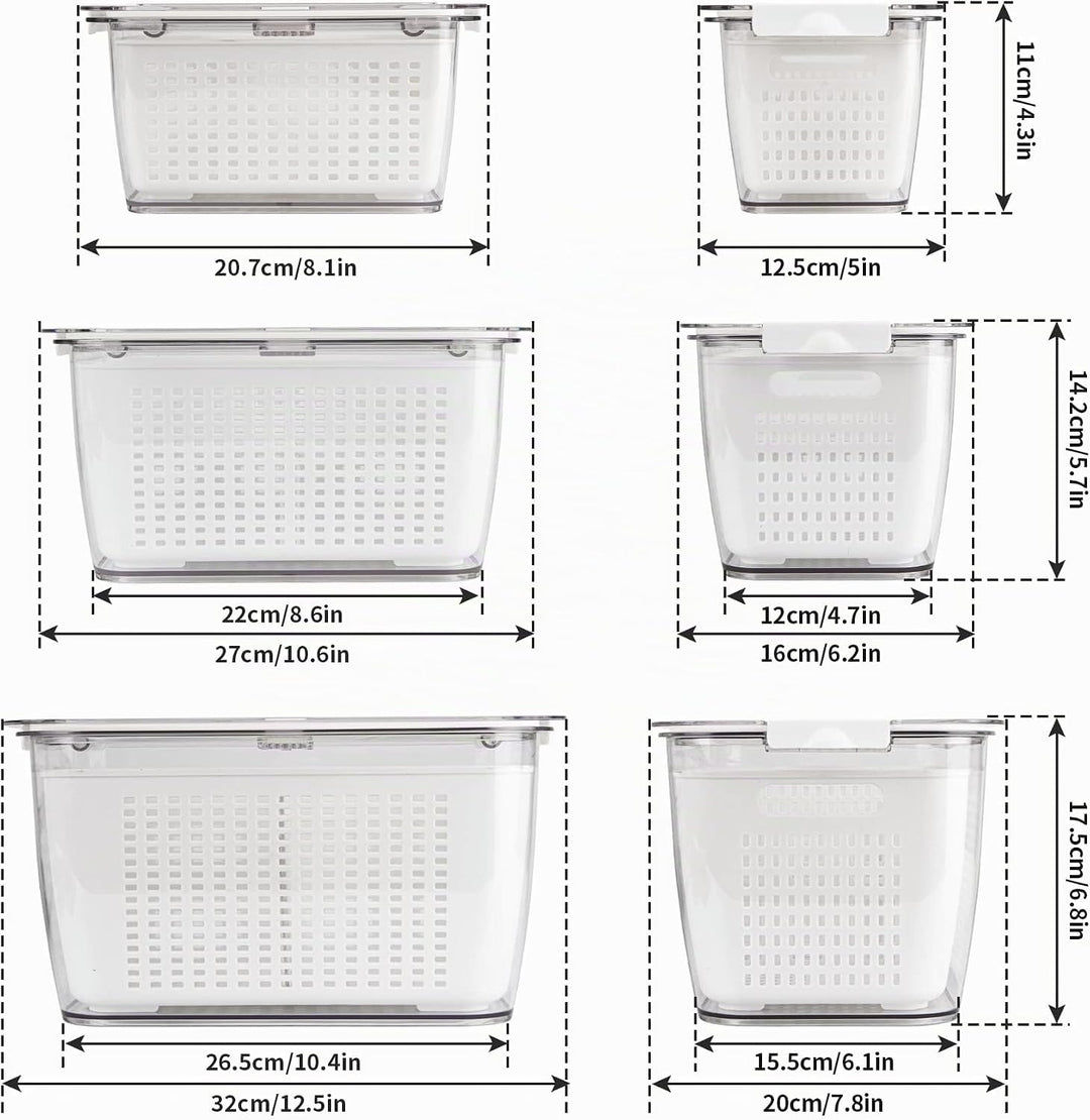Spesh Frischhaltedosen Set Kühlschrank Organizer Vorratsdosen 3er-Set (2L+4L+5.8L) Kunststoff mit De