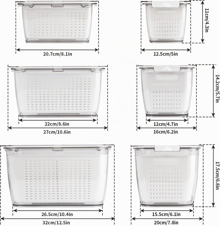 Spesh Frischhaltedosen Set Kühlschrank Organizer Vorratsdosen 3er-Set (2L+4L+5.8L) Kunststoff mit De