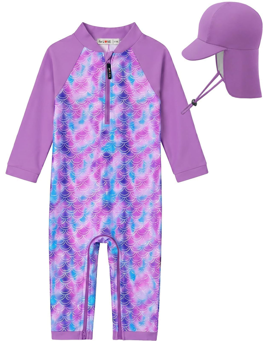 weVSwe Baby Mädchen Langarm Badeanzug UV-Schutz UPF 50+ Einteiler mit Kleinkind Sonnenhut Flap Cap 0
