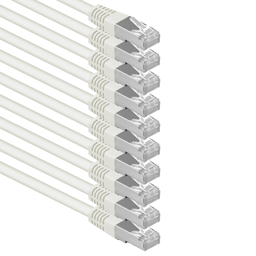 7,5m weiss - 10 Stück Cat.6 Patchkabel Netzwerkkabel CAT6 S-FTP Gigabit LAN PIMF CAT 6 Kupfer CU Hal