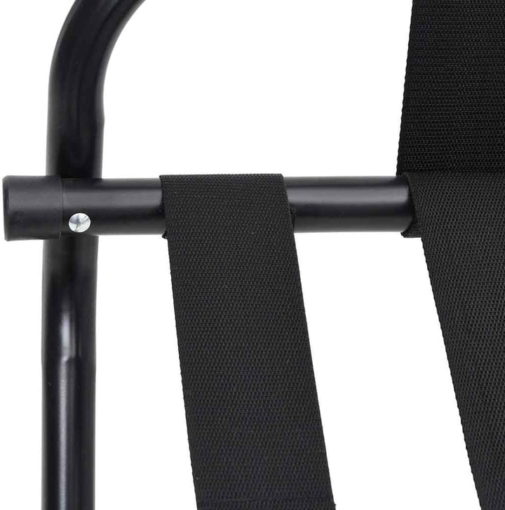 Gepäckablage mit Rückenlehne und klappbarem Metallgestell für Koffer, Schwarz, 56x39x52 cm Schwarz 1