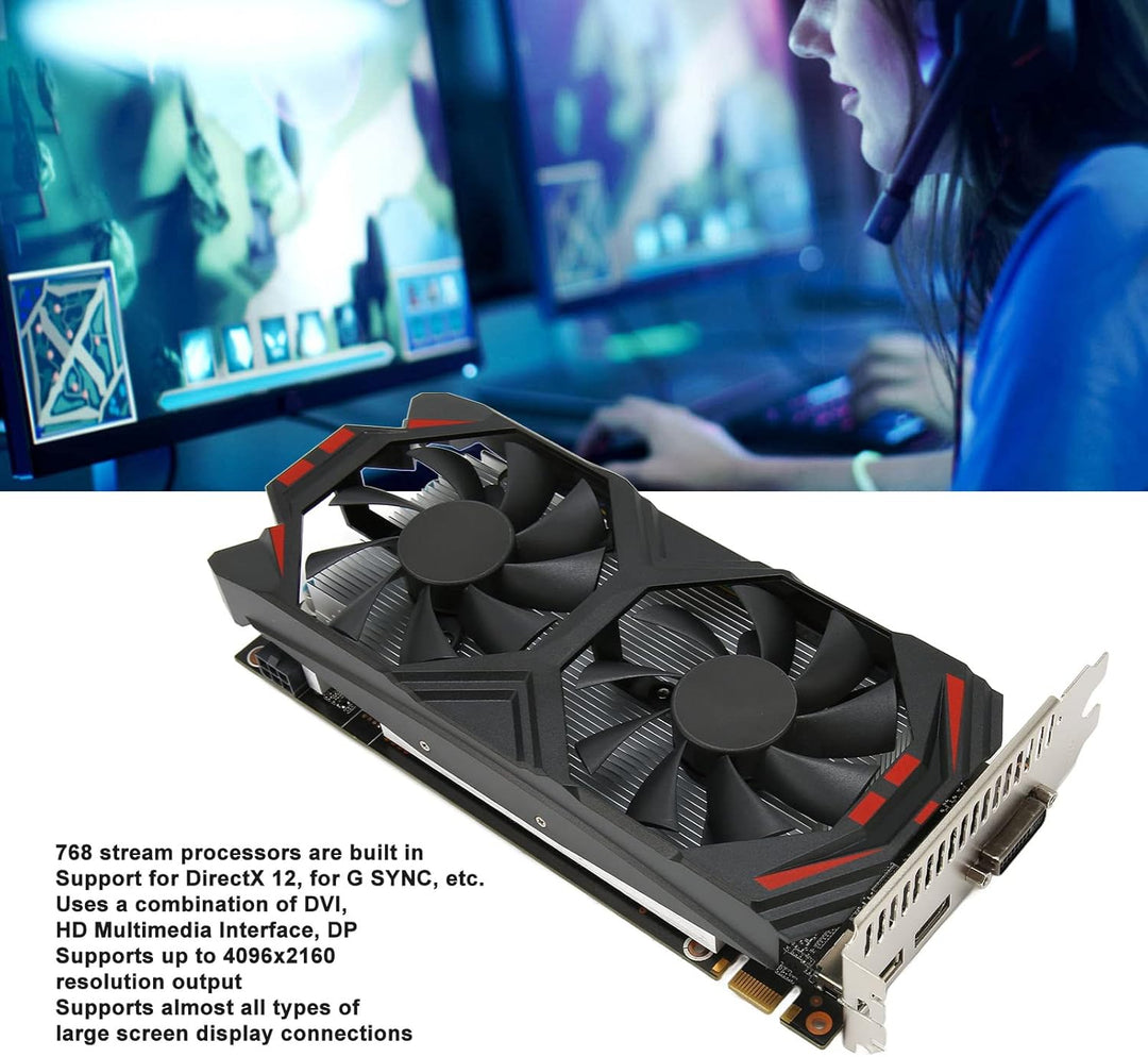 GTX 950 2 GB Gddr5-Grafikkarte 128-Bit-Grafikkarten für PC-Spiele, Unterstützt 4k-Auflösungsausgabe,