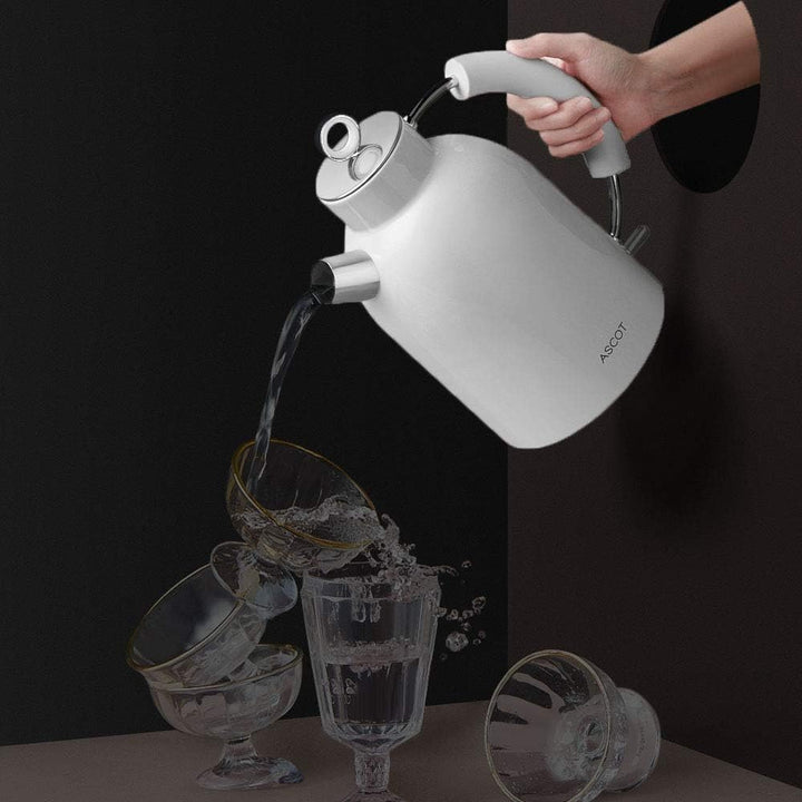 Wasserkocher Edelstahl, ASCOT Elektrischer Wasserkessel, 2200W, 1,5 liter, Retro Design Teekocher, T
