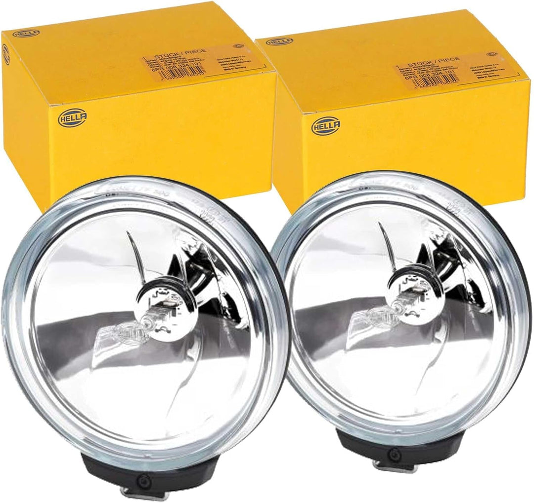 HELLA - FF/Halogen-Fernscheinwerfersatz - Comet FF 500 - 12V - rund - Anbau - glasklare Streuscheibe
