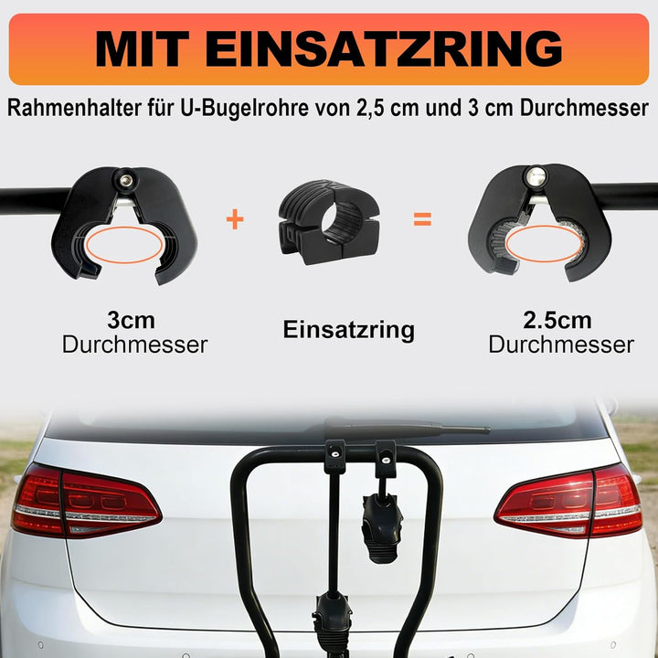 TEOV Rahmenhalter für Fahrradträge 49 cm, Abschliessbare Rahmenhalterung, für U-Förmiger Rahmen Ø 2,