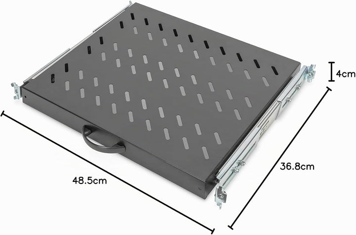 DIGITUS Ausziehbarer Fachboden - 19-Zoll - 1HE - Befestigung Vorne &amp; Hinten - Traglast 25 kg - Für N