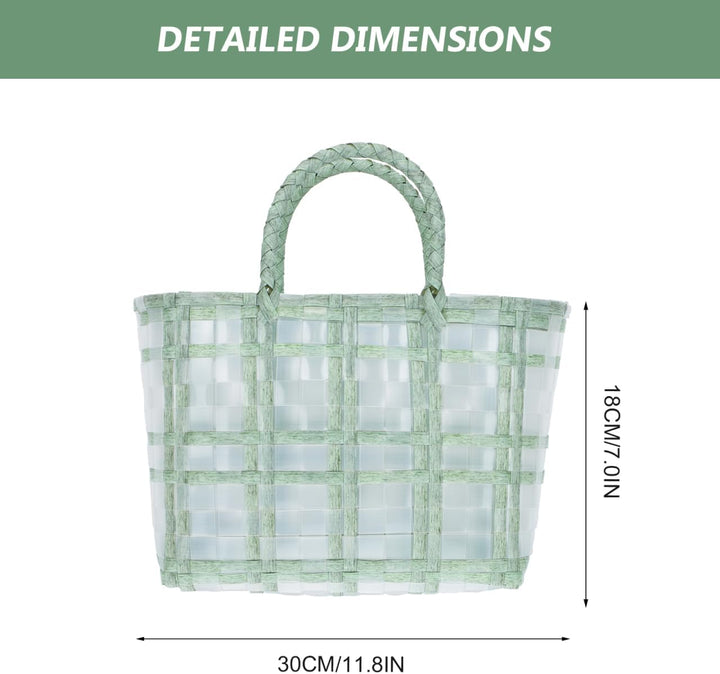 BESTonZON Korb Tasche Geflochten Mit Henkel Transparenter Jelly Bag Einkaufskorb 30X1X30Cm Leichte H