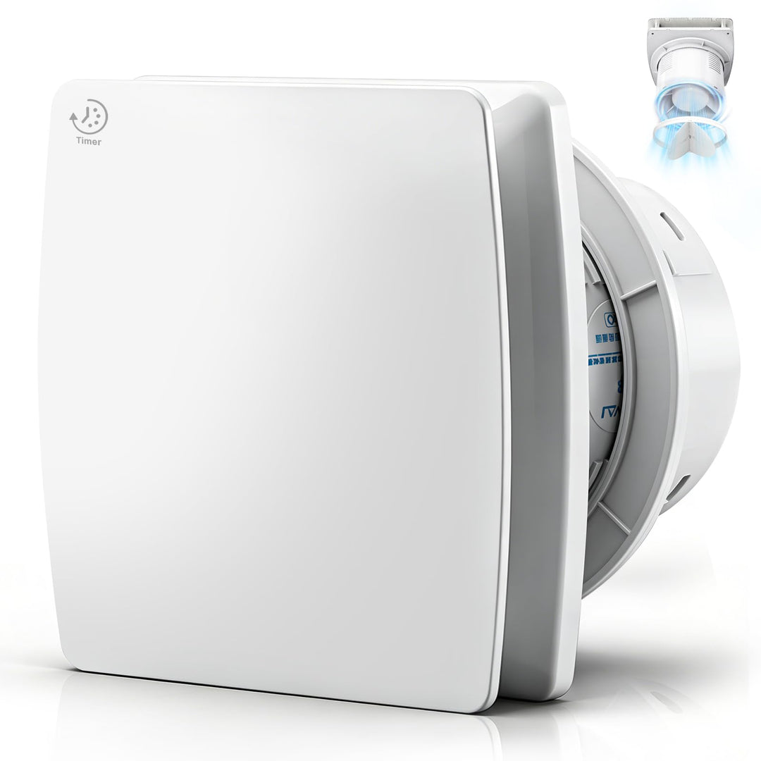 100mm Badlüfter mit Nachlauf &amp; Rücklaufklappe Wandventilator Decken/Wand | 12W, 95m³/h, 34db, IPX4,