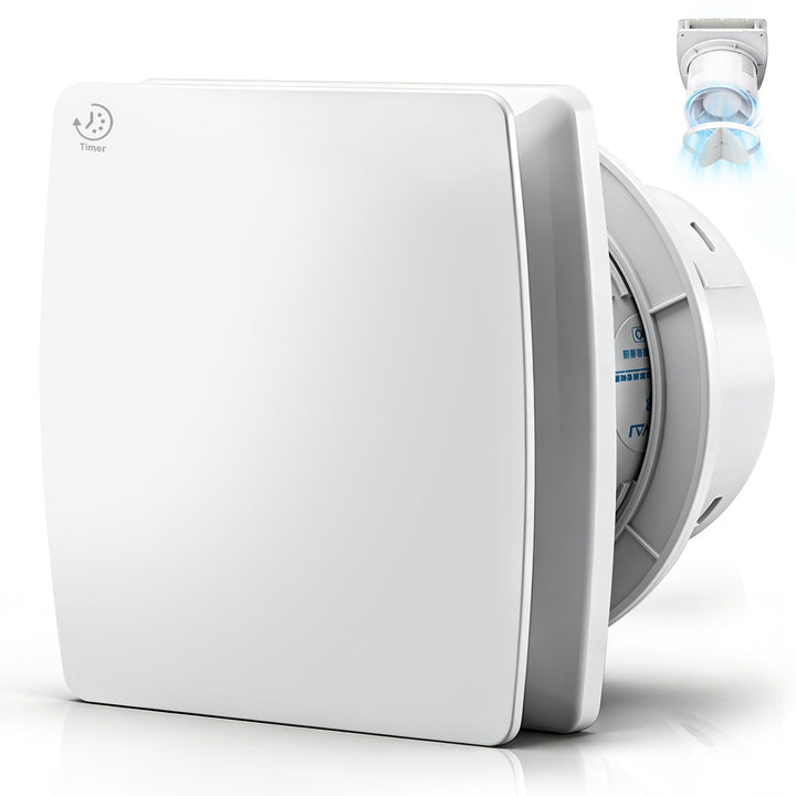 100mm Badlüfter mit Nachlauf &amp; Rücklaufklappe Wandventilator Decken/Wand | 12W, 95m³/h, 34db, IPX4,