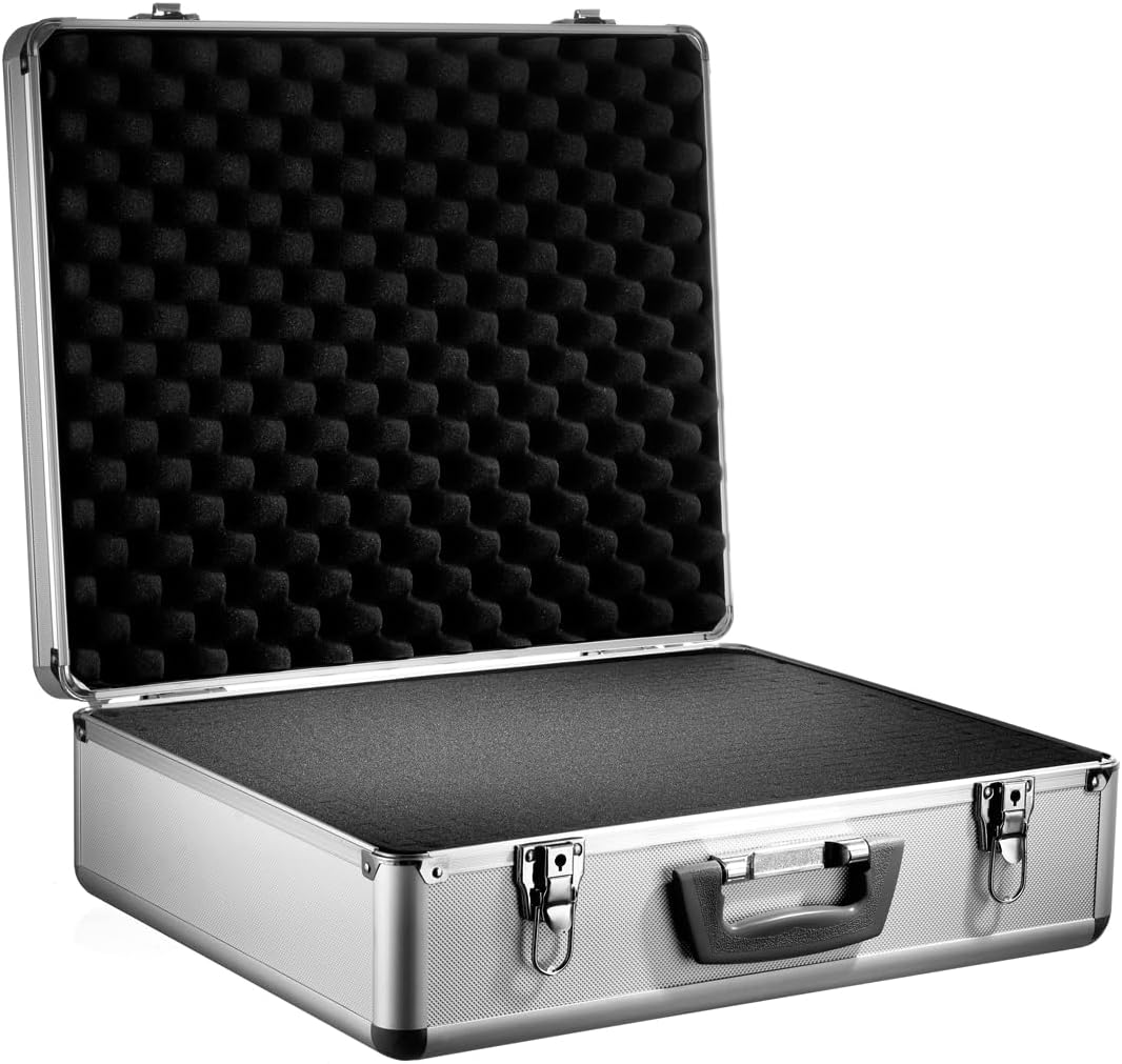 Aluminiumrahmenkoffer, PB7, mit Rasterschaumstoff, Attachékoffer, Aktenkoffer aus Aluminium, Alu-kof