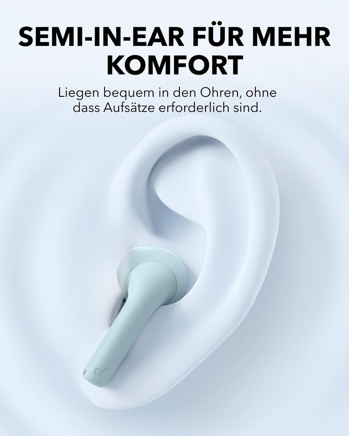 soundcore by Anker K20i, Semi-In-Ear Earbuds, Bluetooth Wireless, IPX5 Blau, Blau