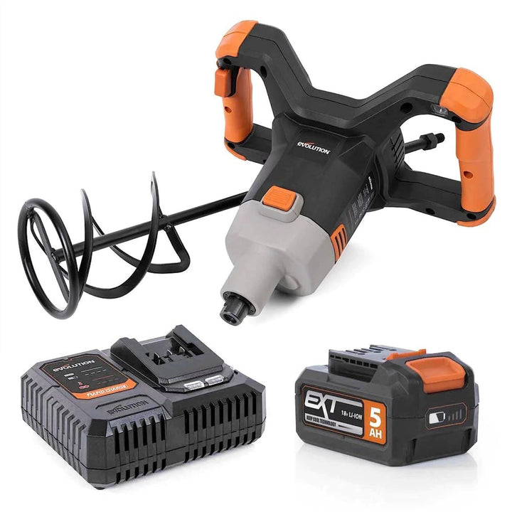 Evolution Power Tools R120MXR-LI (Geladen) Akku-Paddelmischer, tragbar, Paddel im Lieferumfang entha