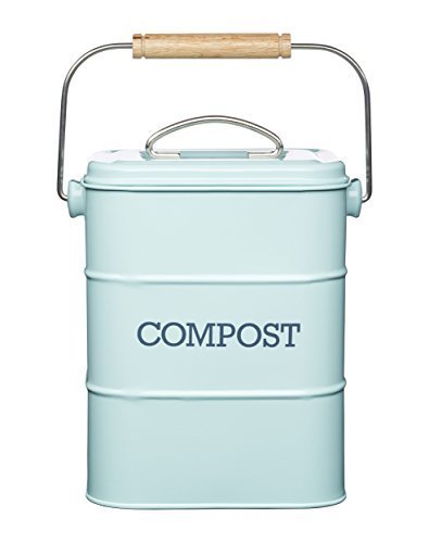 Kitchen Craft 3 Litre Living Nostalgia Steel Compost Bin, Vintage Blue by