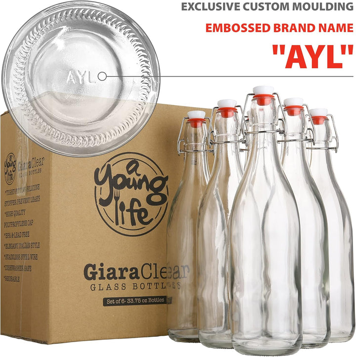 AYL Flip-Top-Glasflasche, Bügel-Brauflasche mit Stopfen für Getränke, Öl, Essig, Kombucha, Bier, Was