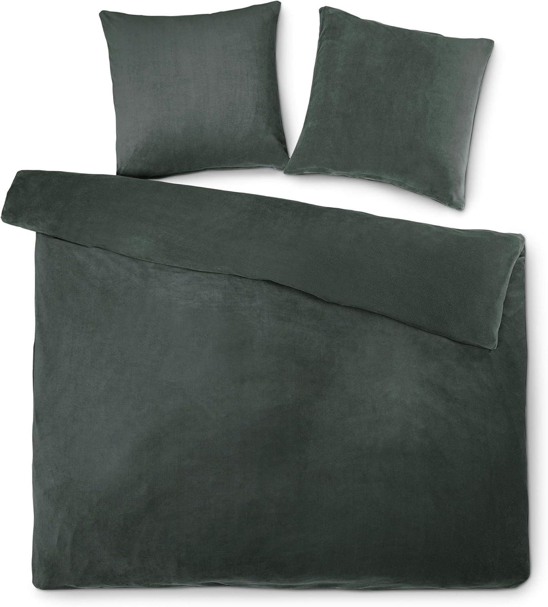 aqua-textil Feelwell Bettwäsche 200 x 200 cm 3teilig Coral Fleece Bettbezug Thermo Flausch anthrazit
