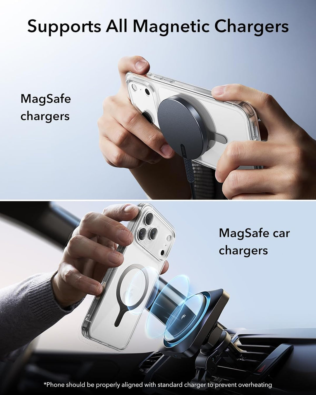 ESR für MagSafe Ring Aufkleber, 4 Stück Magnet Metallring für Handyhülle,Universelles MagSafe Sticke