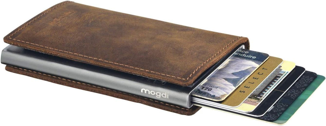 Premium Herren Portmonee RFID Schutz Kartenetui Business Geldbörse feinstes A++ Echtleder mogdi Nano