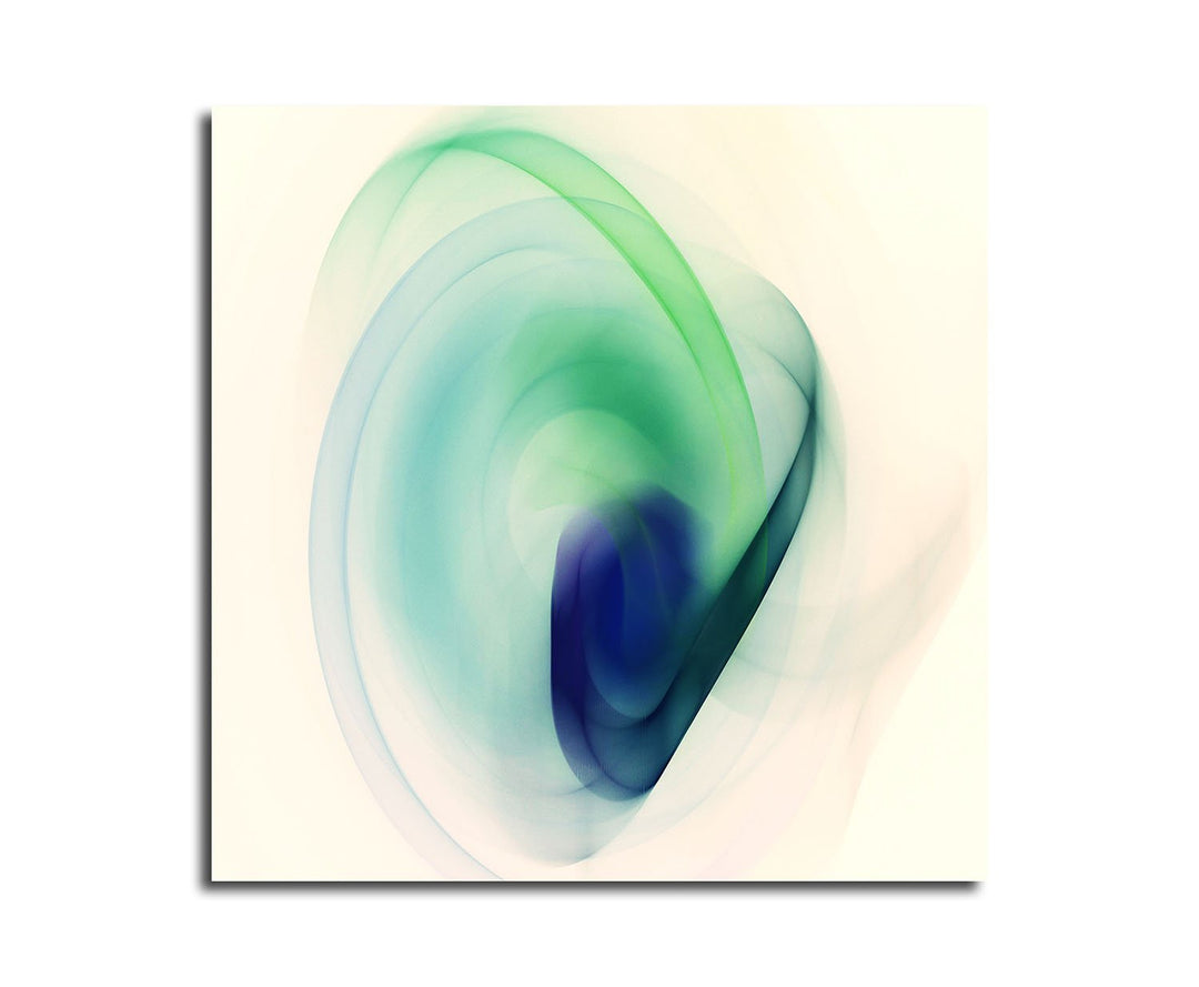 Paul Sinus Art Ruhender Schweif - Abstrakt346_60x60cm Bild auf Leinwand Abstraktes Bild cemweiss grü