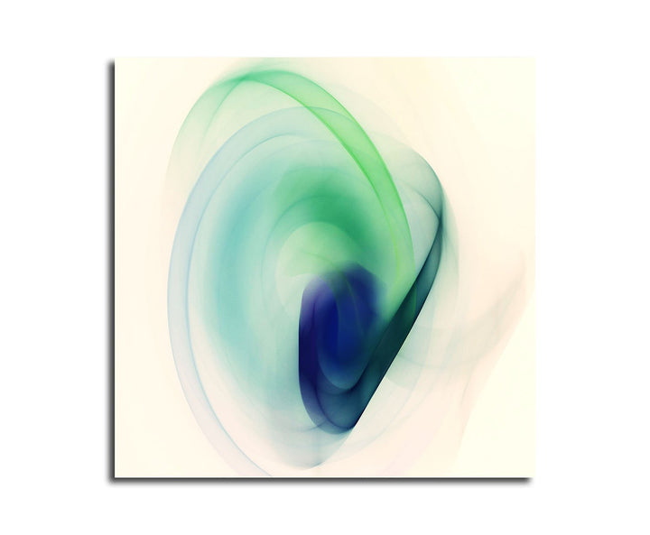 Paul Sinus Art Ruhender Schweif - Abstrakt346_60x60cm Bild auf Leinwand Abstraktes Bild cemweiss grü