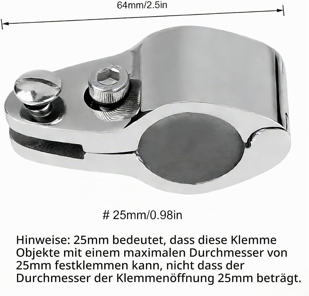 2er-Pack Bimini-Top für Boote, 2,5 cm Scharnierbacken-Schienenhalterung, Boots-Oberkiefer-Rutsche/To