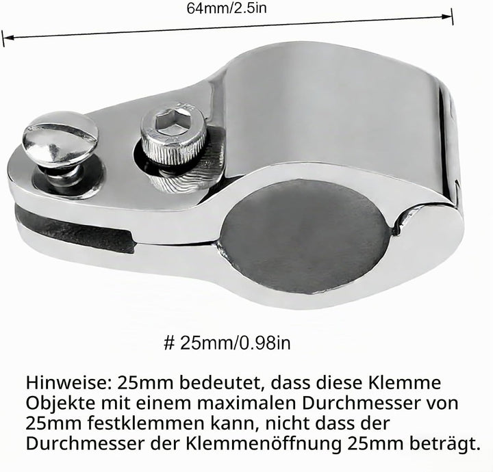 2er-Pack Bimini-Top für Boote, 2,5 cm Scharnierbacken-Schienenhalterung, Boots-Oberkiefer-Rutsche/To