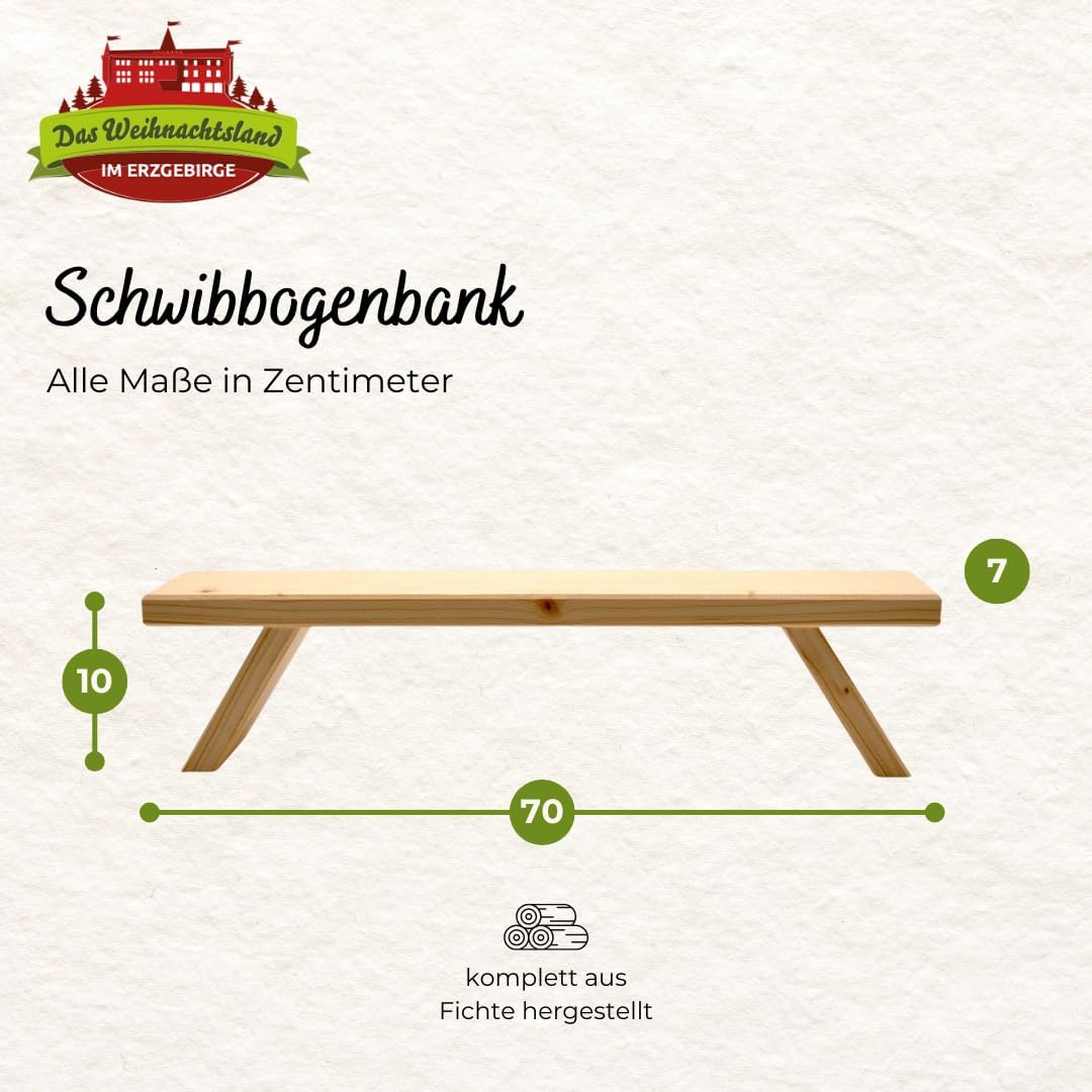 Schwibbogenbank aus Holz – Lichterbogenerhöhung – 70 x 10 x 7 cm | Fensterbank Erhöhung für Lichterb