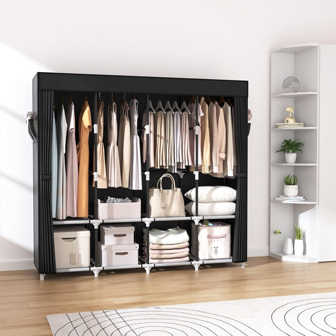 Vicye Kleiderschrank, Faltschrank,170*45*167 cm, Stoffschrank mit kleiderstange stabil, mit Abdeckun
