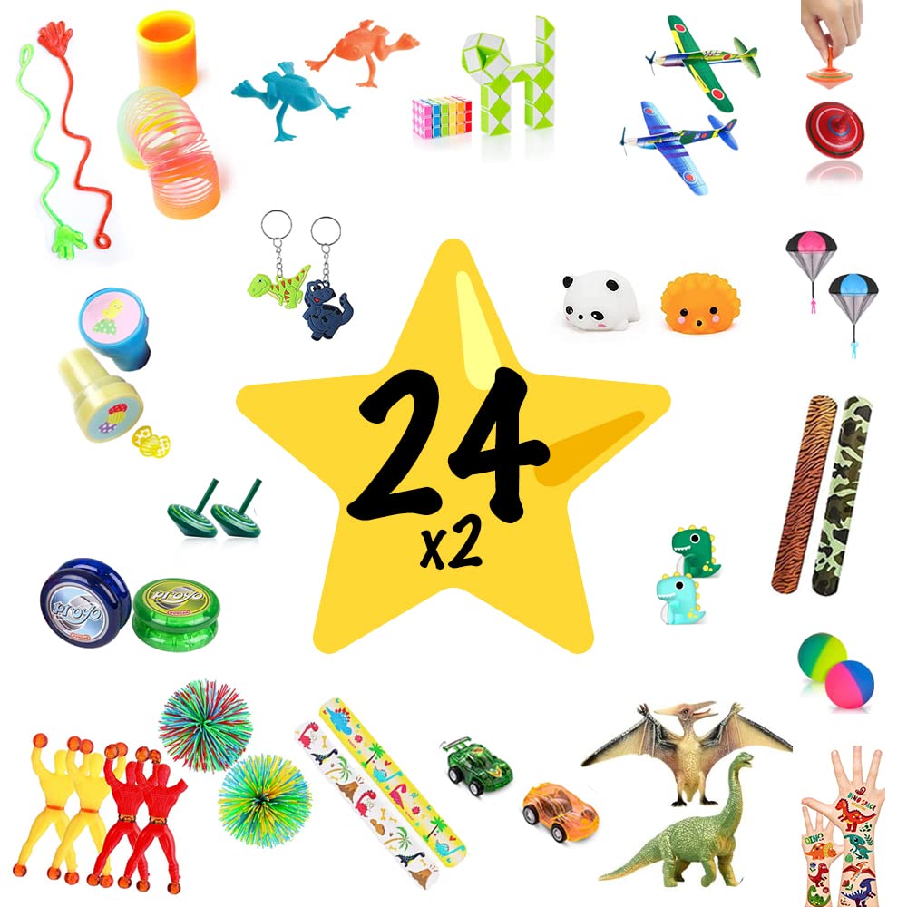 Adventskalender Füllung Set für Kinder - 24 x 2 abwechslungsreiche Inhalte - Spielzeug wie Jojos und