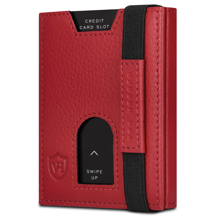 VON HEESEN Slim Wallet mit Münzfach & RFID-Schutz - Leder Geldbeutel - Mini Geldbörse für Herren und