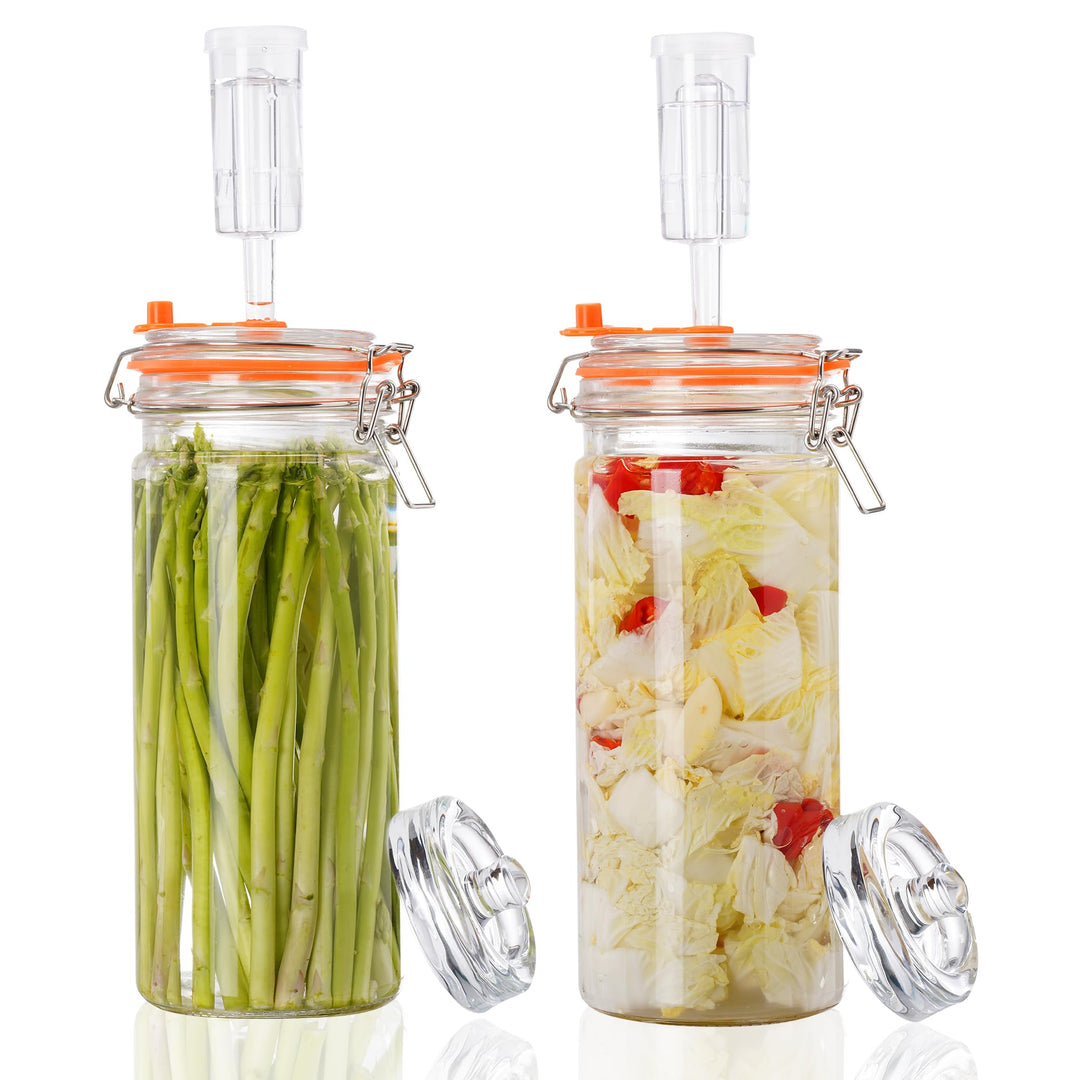 1,3L Fermentierglas Set mit Gäraufsatz & Gewicht – Fermentationsglas für Sauerkraut, Kimchi, Kombuch