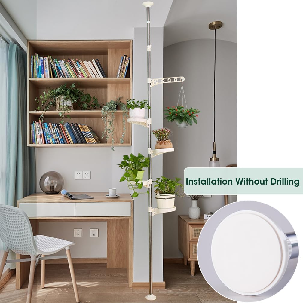 Hershii 5 Ebenen Teleskop Blumenregal Höhenverstellbarer Pflanzenständer Halter Blumentopf Ständer P