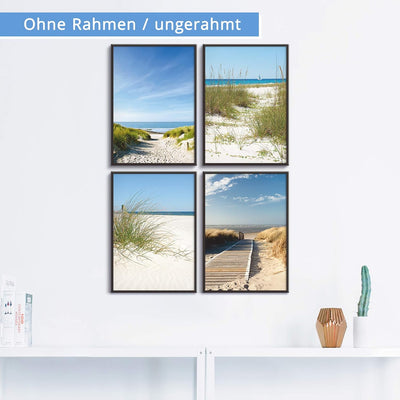 ARTland Poster 4er Set Kunstdruck in Din A3 je 30x40 cm 4 teilig Wandposter ohne Rahmen Strand Natur