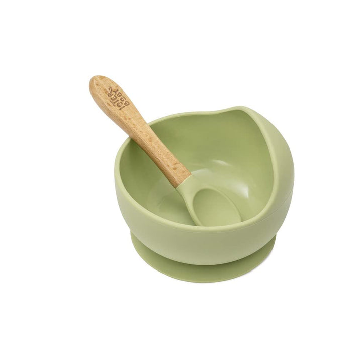 Interbaby Grüne Babyschale und Löffel aus Silikon, Grün
