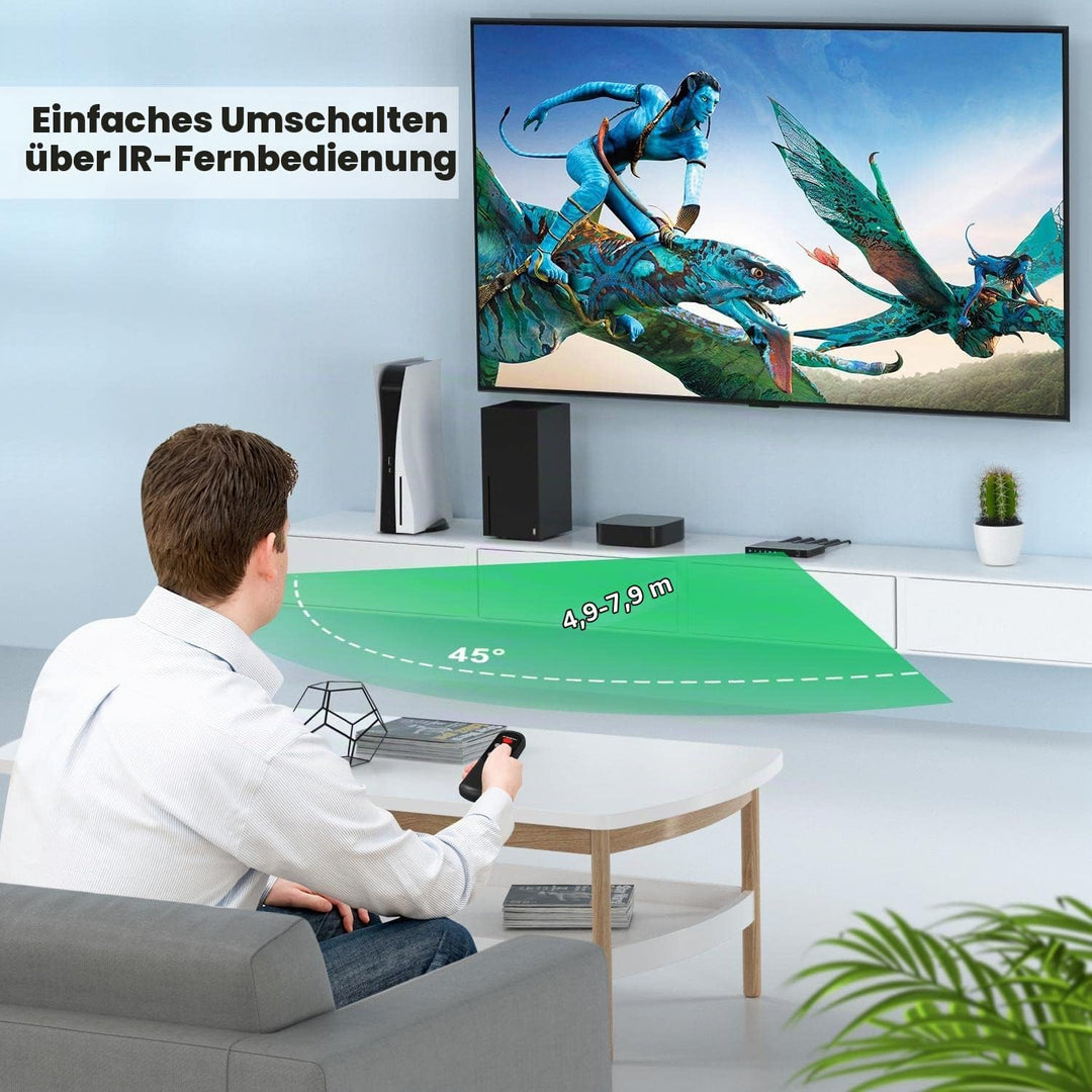 4K 120Hz HDMI 2.1 Switch 3 In 1 Out, AVIDGRAM 8K 60Hz HDMI Umschalter 3x1mit IR-Fernbedienung, 3 Por