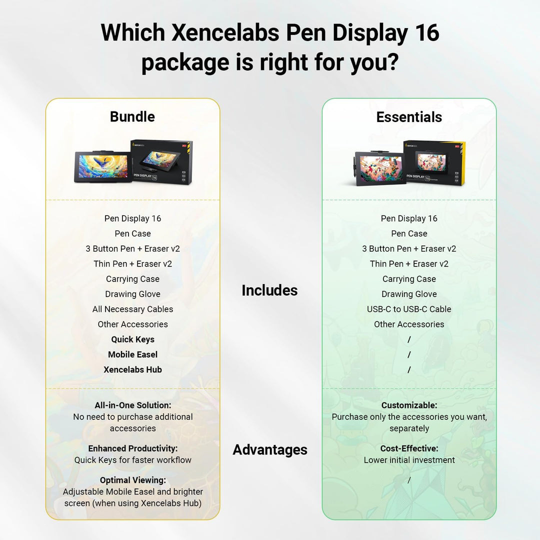 Xencelabs Pen Display 16 Bundle 4K OLED Professionelle Grafiktablett mit Display 16 Zoll Grafik-Disp