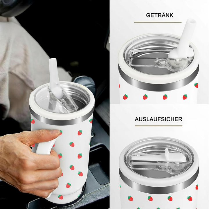 FOLAI Thermobecher Auslaufsicher,40oz Edelstahl Kaffeebecher to go isoliert mit Strohhalm,Reisebeche