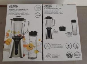 JOCCA – Glasmixer mit Reiseflasche/350 W Leistung, Mixer/1 l Krug und 600 ml Flasche/LED-Licht, abne