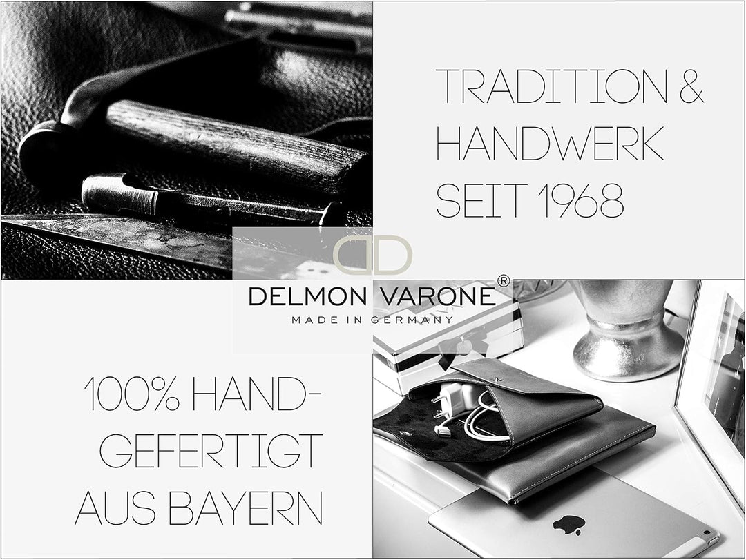 DELMON VARONE - Zettelkasten Cambridge Top Grain Leder braun, Zettelbox inkl. 500 Blatt Papier, Noti