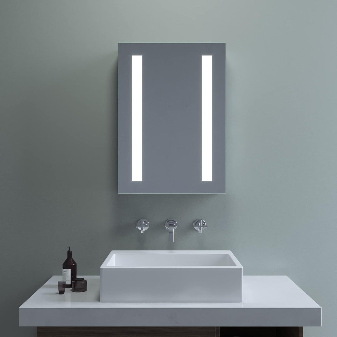 Badezimmer Spiegelschrank 50 x 70 cm mit LED Beleuchtung Badezimmerschrank Aluminium Badschrank eint