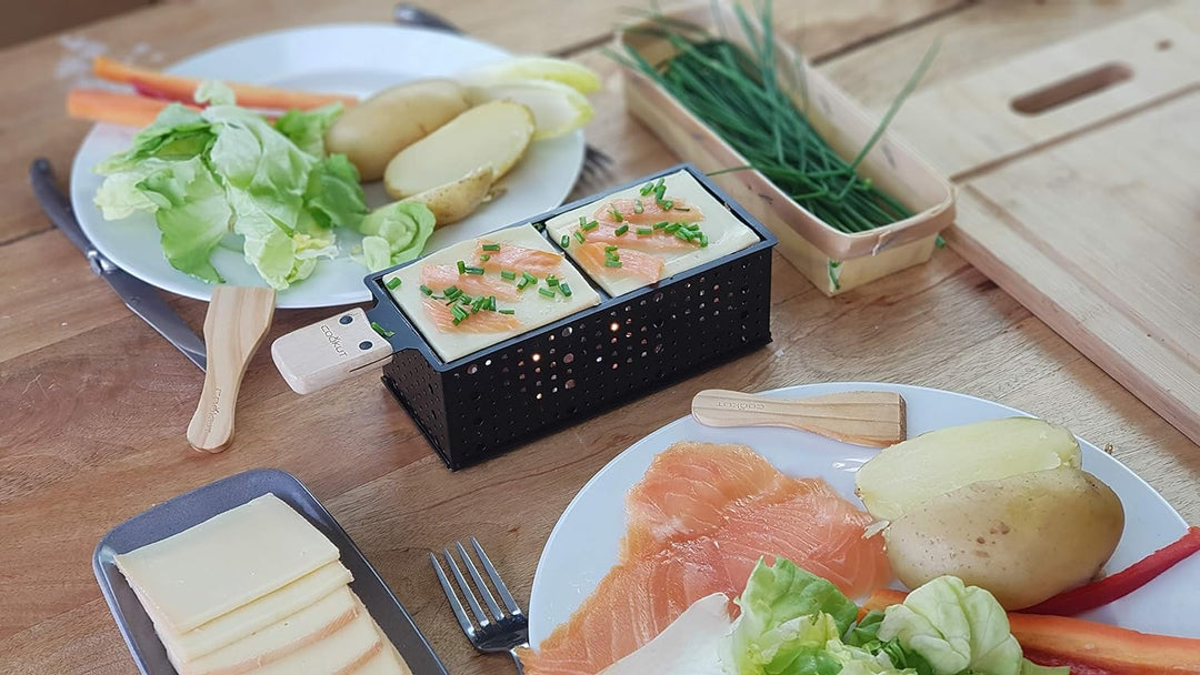 Cookut – Lumi Raclette und Fondue mit Kerze für 2 – schmelzen Sie Ihre Raclette in 3 Minuten und ber