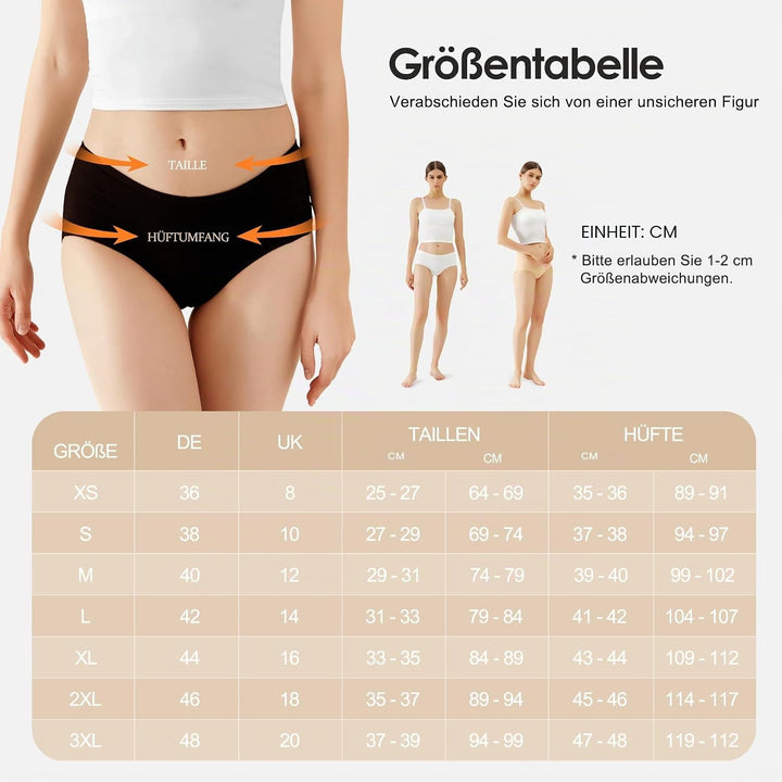TUUHAW Unterhosen Damen Unterwäsche 6er Pack Baumwolle Slips Mittel Taille Panties S 6*mehrfarbig-4,