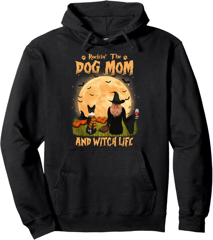Rocking The Dog Mom und Witch Life Basenji Halloween Pullover Hoodie