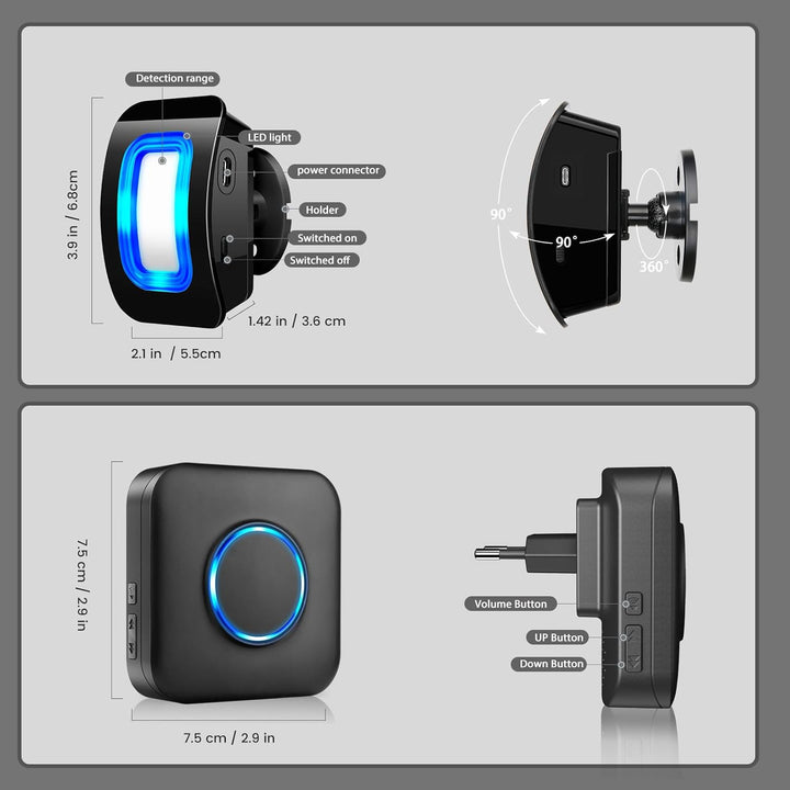 BITIWEND PIR Bewegungsmelder Alarm Kabellos Haussicherheit Alarmanlage 110 dB Anti-Diebstahl Infraro