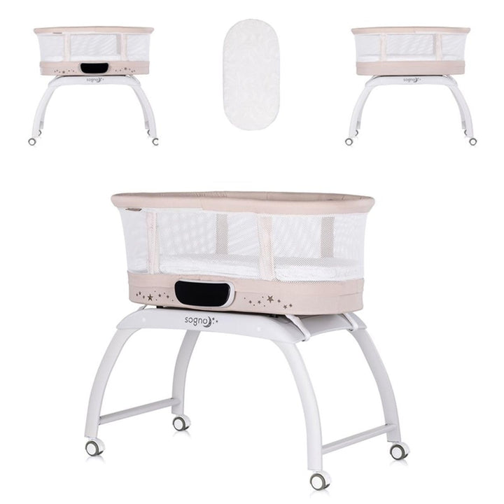 Chipolino Beistellbett Sogno 2 in 1 Spieltisch, Fernbedienung, eingebaute Waage, Farbe:beige, Beige