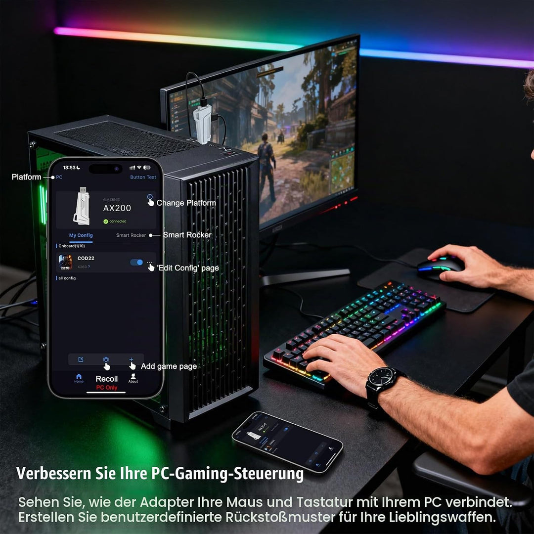Joso AX200 Tastatur- und Mausadapter für N/Switch (alle Modelle) und PC-Tastaturkonverter für FPS-/T