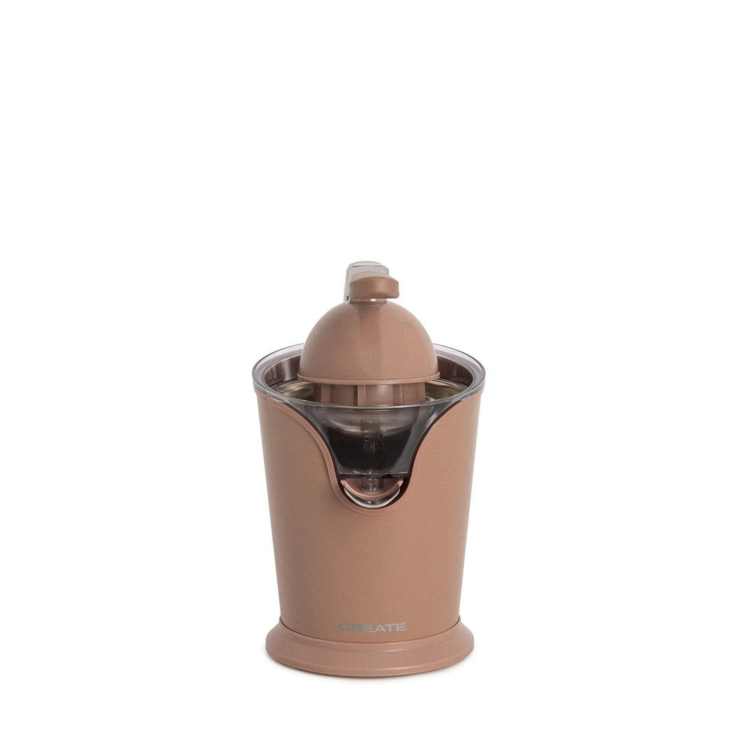 CREATE/JUICER PRESS/Elektrische Zitruspresse mit Hebel in Mokka/Spritzfrei, 250ml Behälter, Fruchtfl